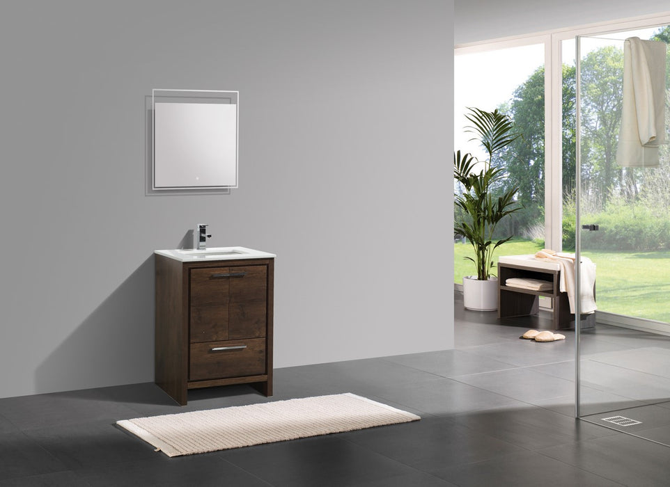 KubeBath | Dolce 24" Rose Wood Modern Bathroom Vanity with White Quartz Counter-Top KubeBath - Vanities KubeBath   