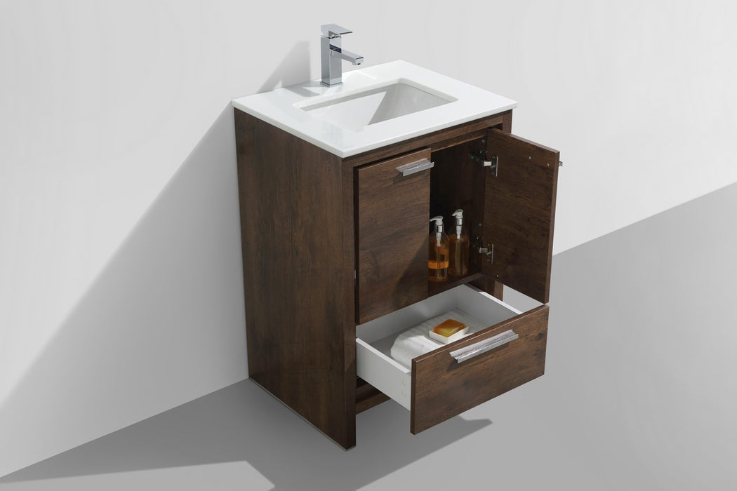 KubeBath | Dolce 24" Rose Wood Modern Bathroom Vanity with White Quartz Counter-Top KubeBath - Vanities KubeBath   