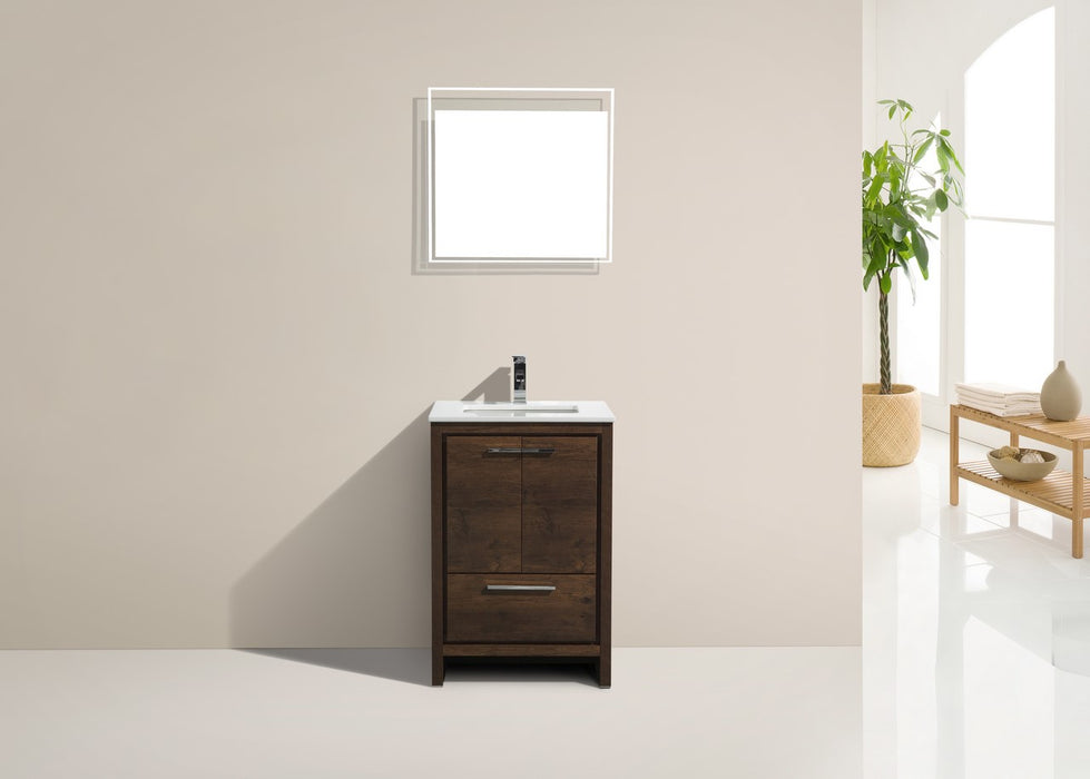 KubeBath | Dolce 24" Rose Wood Modern Bathroom Vanity with White Quartz Counter-Top KubeBath - Vanities KubeBath   