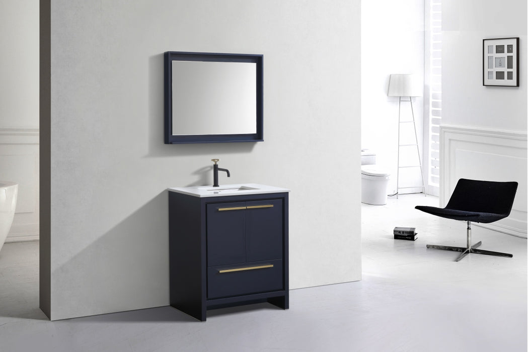 KubeBath | Dolce 30" Blue Modern Bathroom Vanity with White Quartz Counter-Top KubeBath - Vanities KubeBath   