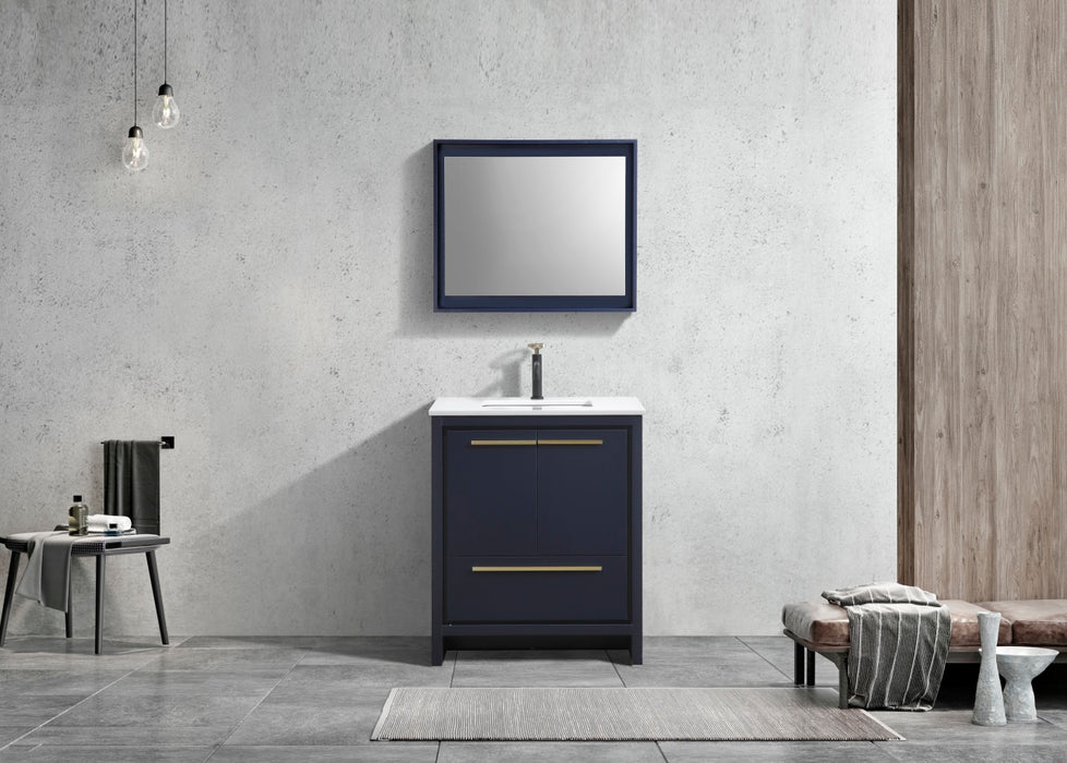 KubeBath | Dolce 30" Blue Modern Bathroom Vanity with White Quartz Counter-Top KubeBath - Vanities KubeBath   