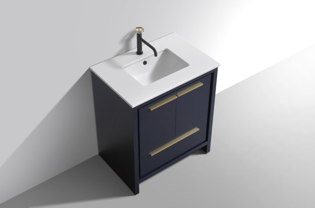 KubeBath | Dolce 30" Blue Modern Bathroom Vanity with White Quartz Counter-Top KubeBath - Vanities KubeBath   