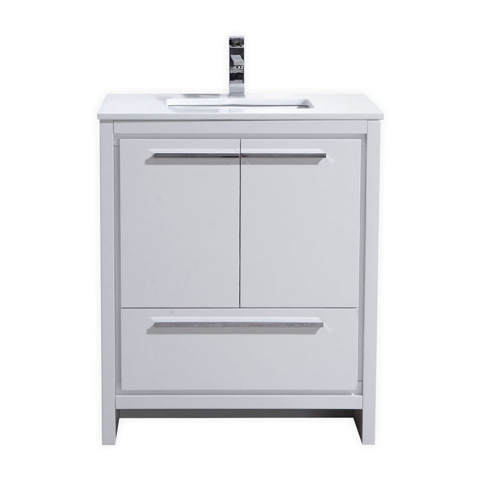 KubeBath | Dolce 30" High Gloss White Modern Bathroom Vanity with White Quartz Counter-Top KubeBath - Vanities KubeBath   