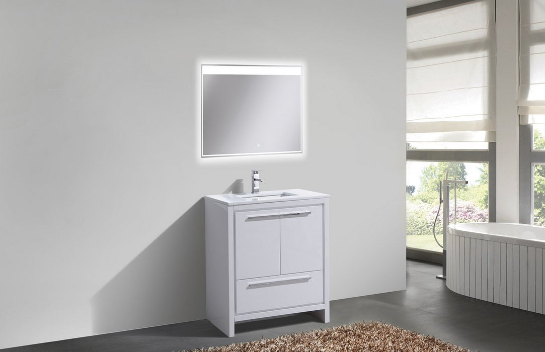 KubeBath | Dolce 30" High Gloss White Modern Bathroom Vanity with White Quartz Counter-Top KubeBath - Vanities KubeBath   