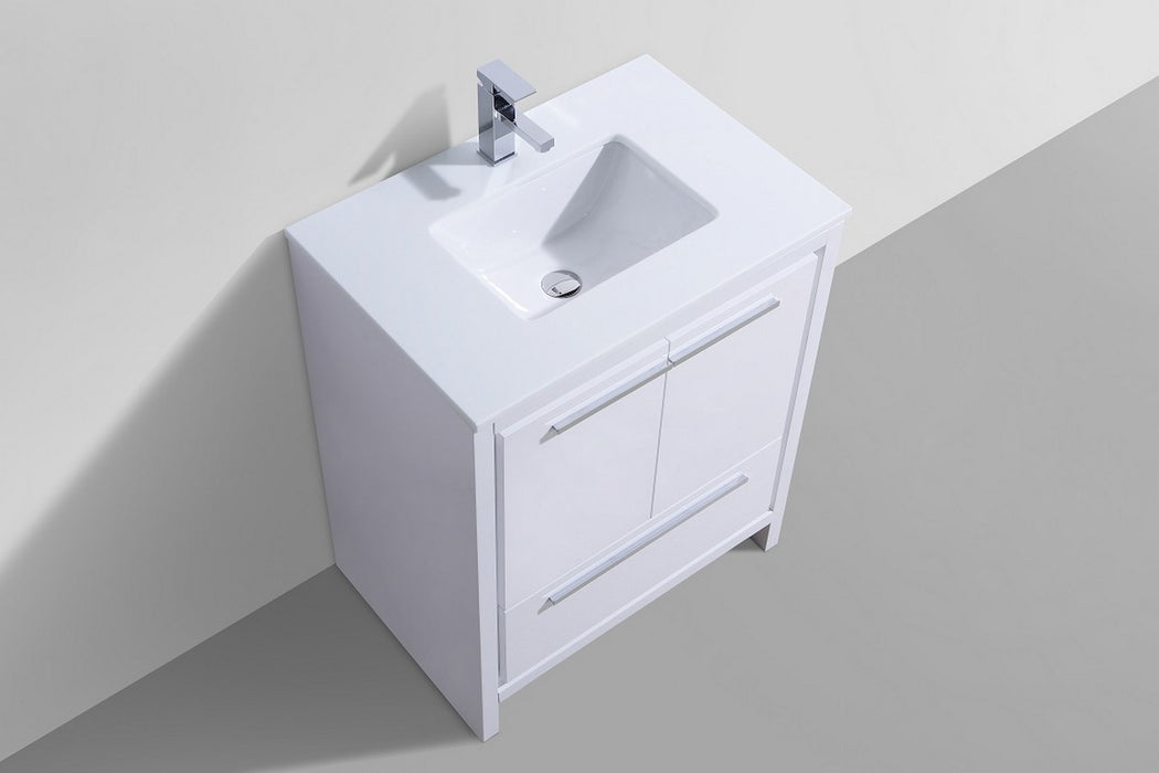 KubeBath | Dolce 30" High Gloss White Modern Bathroom Vanity with White Quartz Counter-Top KubeBath - Vanities KubeBath   