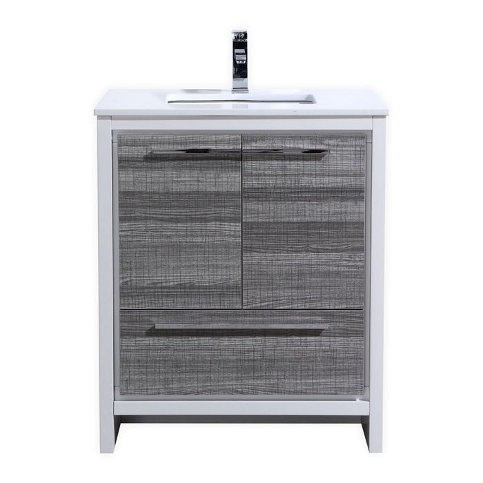 KubeBath | Dolce 30" Ash Gray Modern Bathroom Vanity with White Quartz Counter-Top KubeBath - Vanities KubeBath   