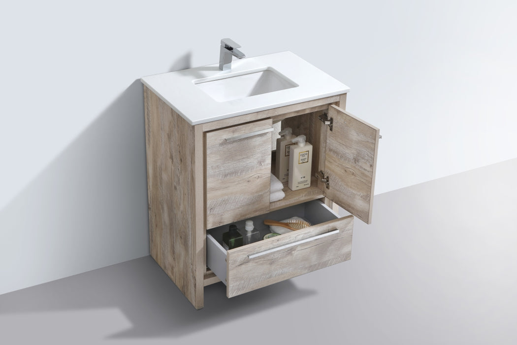 KubeBath | Dolce 30" Nature Wood Modern Bathroom Vanity with White Quartz Counter-Top KubeBath - Vanities KubeBath   