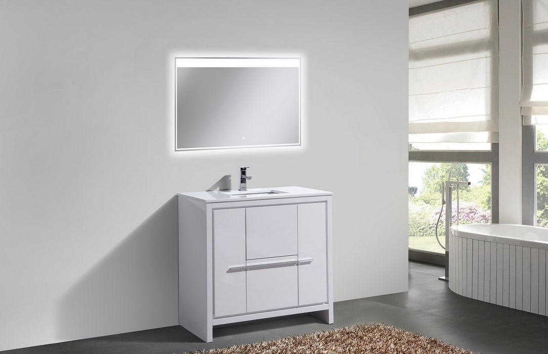 KubeBath | Dolce 36" High Gloss White Modern Bathroom Vanity with White Quartz Counter-Top KubeBath - Vanities KubeBath   