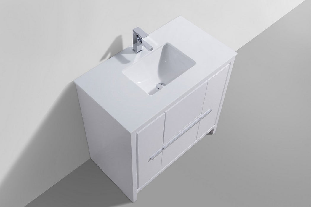 KubeBath | Dolce 36" High Gloss White Modern Bathroom Vanity with White Quartz Counter-Top KubeBath - Vanities KubeBath   