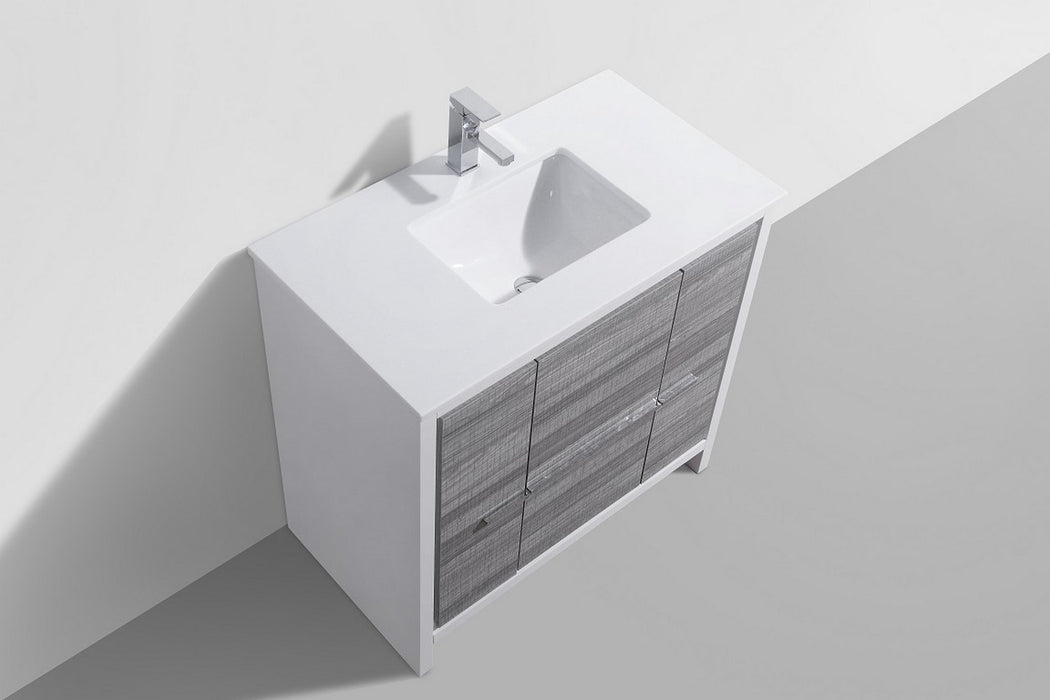 KubeBath | Dolce 36" Ash Gray Modern Bathroom Vanity with White Quartz Counter-Top KubeBath - Vanities KubeBath   