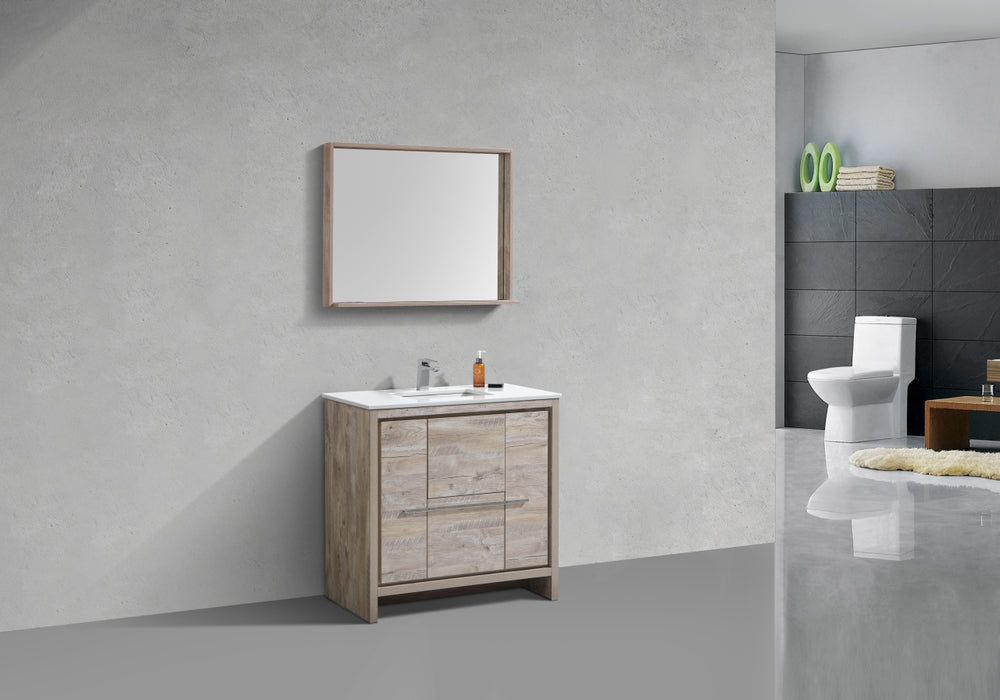 KubeBath | Dolce 36" Nature Wood Modern Bathroom Vanity with White Quartz Counter-Top KubeBath - Vanities KubeBath   