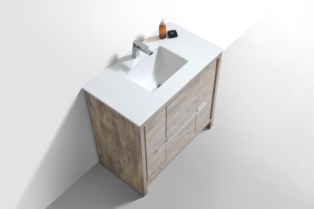 KubeBath | Dolce 36" Nature Wood Modern Bathroom Vanity with White Quartz Counter-Top KubeBath - Vanities KubeBath   