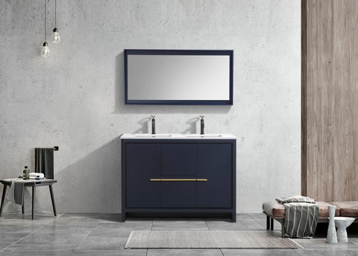 KubeBath | Dolce 48" Double Sink Blue Modern Bathroom Vanity with White Quartz Counter-Top KubeBath - Vanities KubeBath   