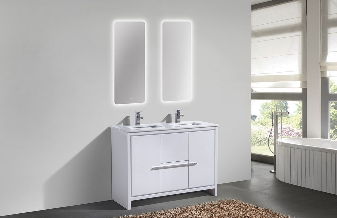 KubeBath | Dolce 48" Double Sink High Gloss White Modern Bathroom Vanity with White Quartz Counter-Top KubeBath - Vanities KubeBath   