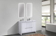 KubeBath | Dolce 48" Double Sink High Gloss White Modern Bathroom Vanity with White Quartz Counter-Top KubeBath - Vanities KubeBath   