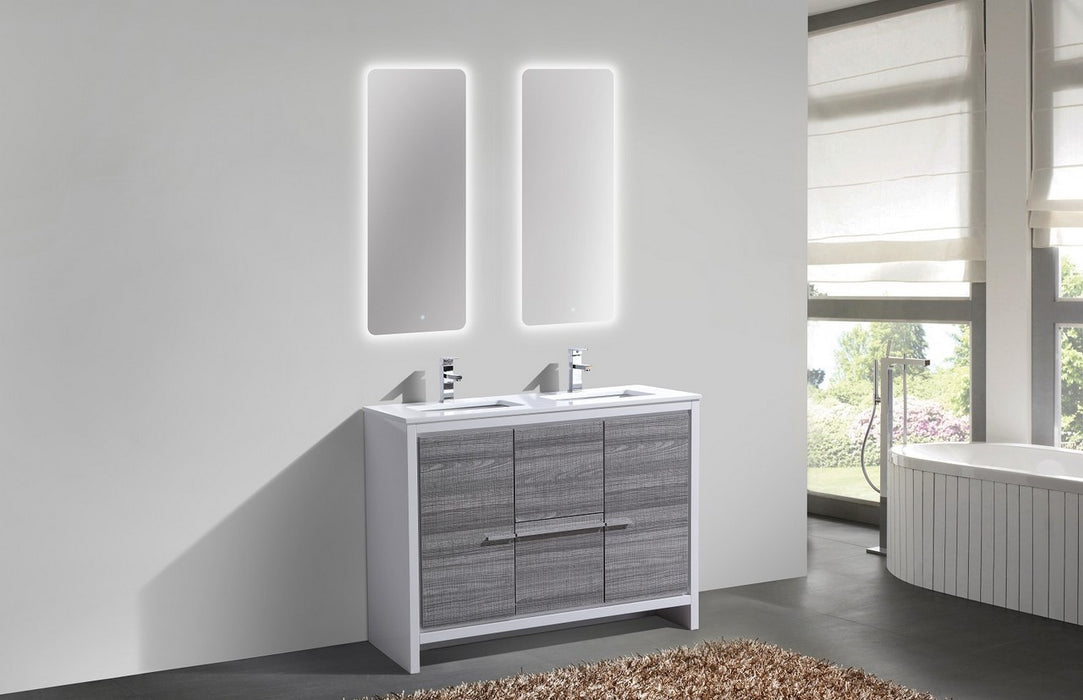 KubeBath | Dolce 48" Double Sink Ash Gray Modern Bathroom Vanity with White Quartz Counter-Top KubeBath - Vanities KubeBath   