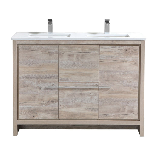 KubeBath | Dolce 48" Double Sink Nature Wood Modern Bathroom Vanity with White Quartz Counter-Top KubeBath - Vanities KubeBath   