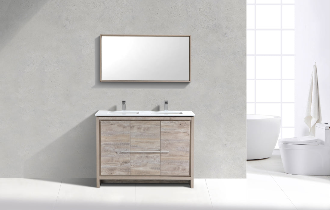 KubeBath | Dolce 48" Double Sink Nature Wood Modern Bathroom Vanity with White Quartz Counter-Top KubeBath - Vanities KubeBath   