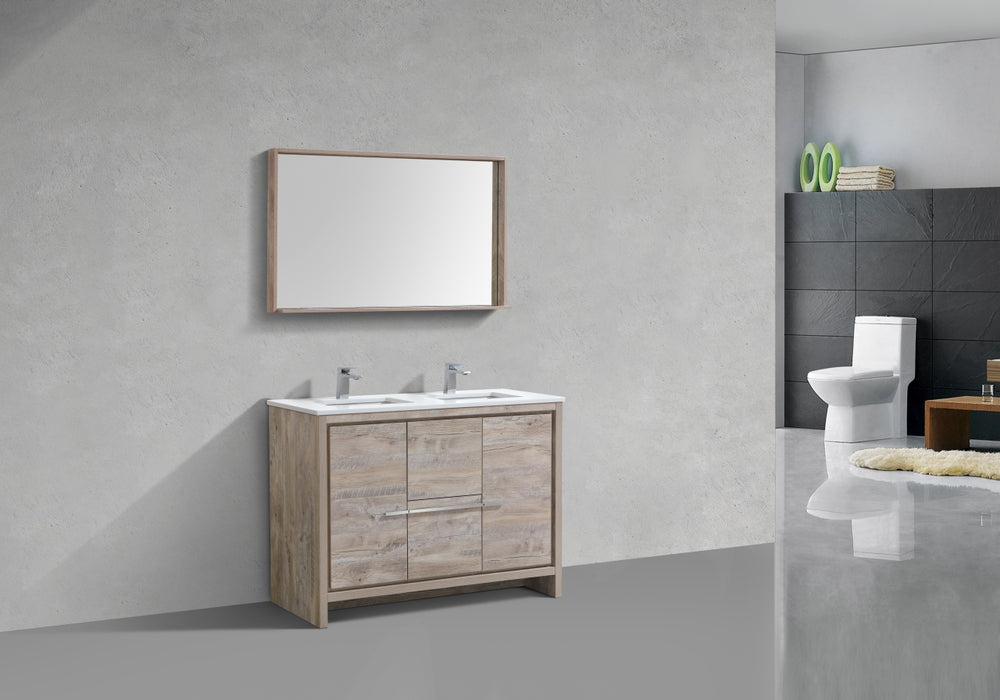 KubeBath | Dolce 48" Double Sink Nature Wood Modern Bathroom Vanity with White Quartz Counter-Top KubeBath - Vanities KubeBath   