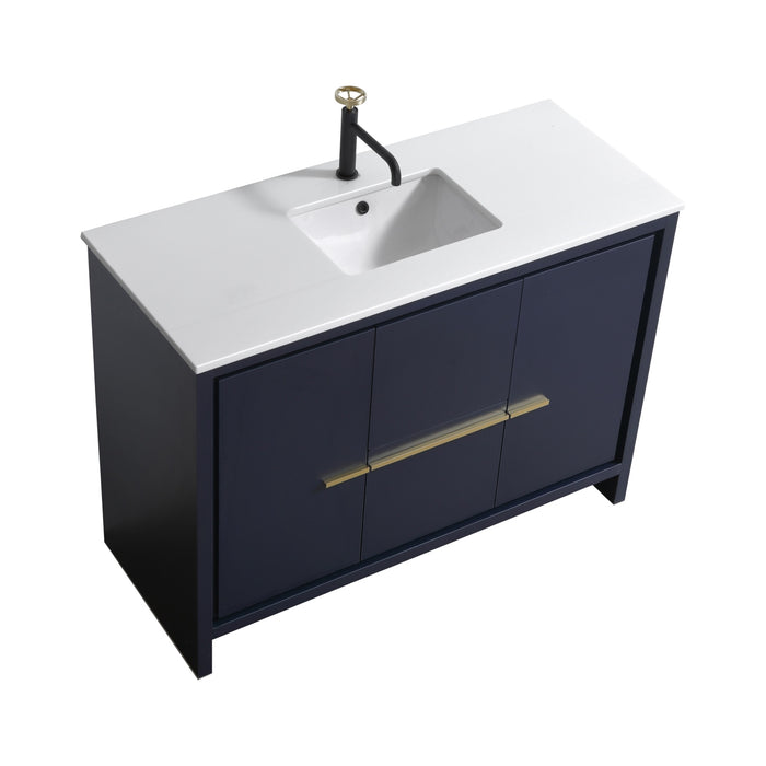 KubeBath | Dolce 48" Blue Modern Bathroom Vanity with White Quartz Counter-Top KubeBath - Vanities KubeBath   