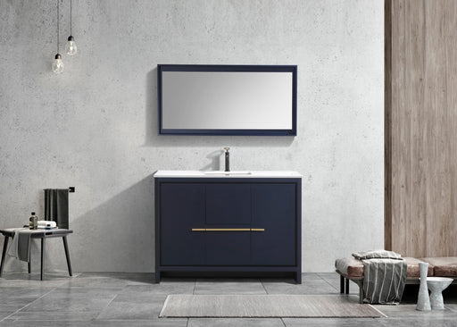 KubeBath | Dolce 48" Blue Modern Bathroom Vanity with White Quartz Counter-Top KubeBath - Vanities KubeBath   