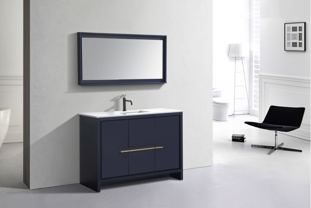 KubeBath | Dolce 48" Blue Modern Bathroom Vanity with White Quartz Counter-Top KubeBath - Vanities KubeBath   