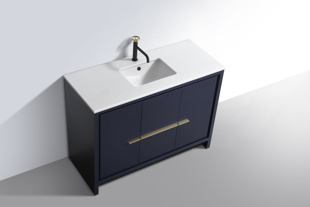 KubeBath | Dolce 48" Blue Modern Bathroom Vanity with White Quartz Counter-Top KubeBath - Vanities KubeBath   