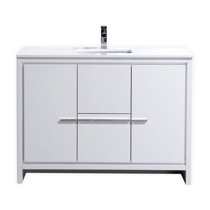 KubeBath | Dolce 48" High Gloss White Modern Bathroom Vanity with White Quartz Counter-Top KubeBath - Vanities KubeBath   