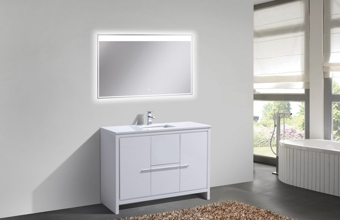 KubeBath | Dolce 48" High Gloss White Modern Bathroom Vanity with White Quartz Counter-Top KubeBath - Vanities KubeBath   