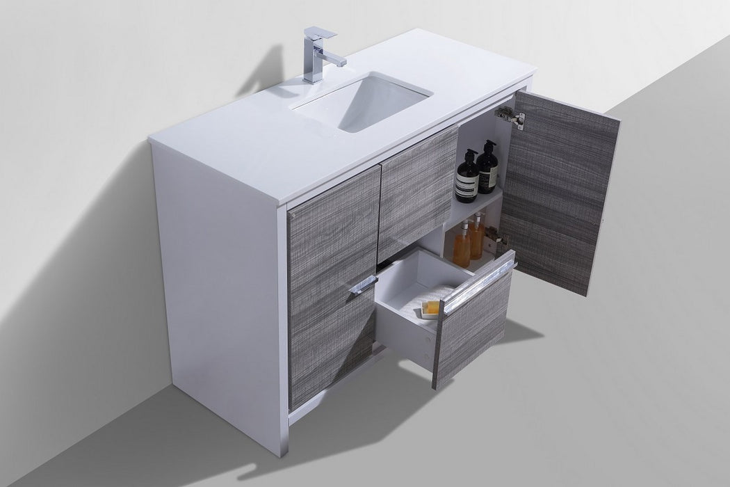 KubeBath | Dolce 48" Ash Gray Modern Bathroom Vanity with White Quartz Counter-Top KubeBath - Vanities KubeBath   