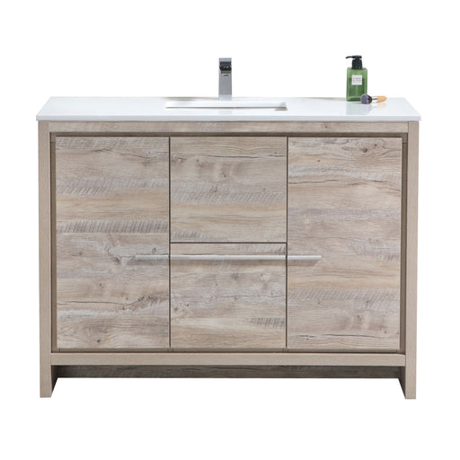 KubeBath | Dolce 48" Nature Wood Modern Bathroom Vanity with White Quartz Counter-Top KubeBath - Vanities KubeBath   