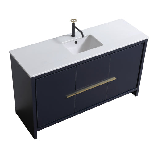 KubeBath | Dolce 60" Blue Modern Bathroom Vanity with White Quartz Counter-Top KubeBath - Vanities KubeBath   