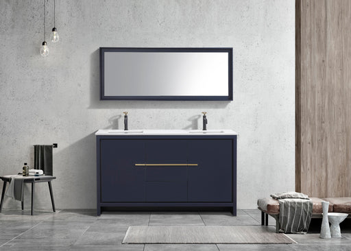 KubeBath | Dolce 60" Double Sink Blue Modern Bathroom Vanity with White Quartz Counter-Top KubeBath - Vanities KubeBath   