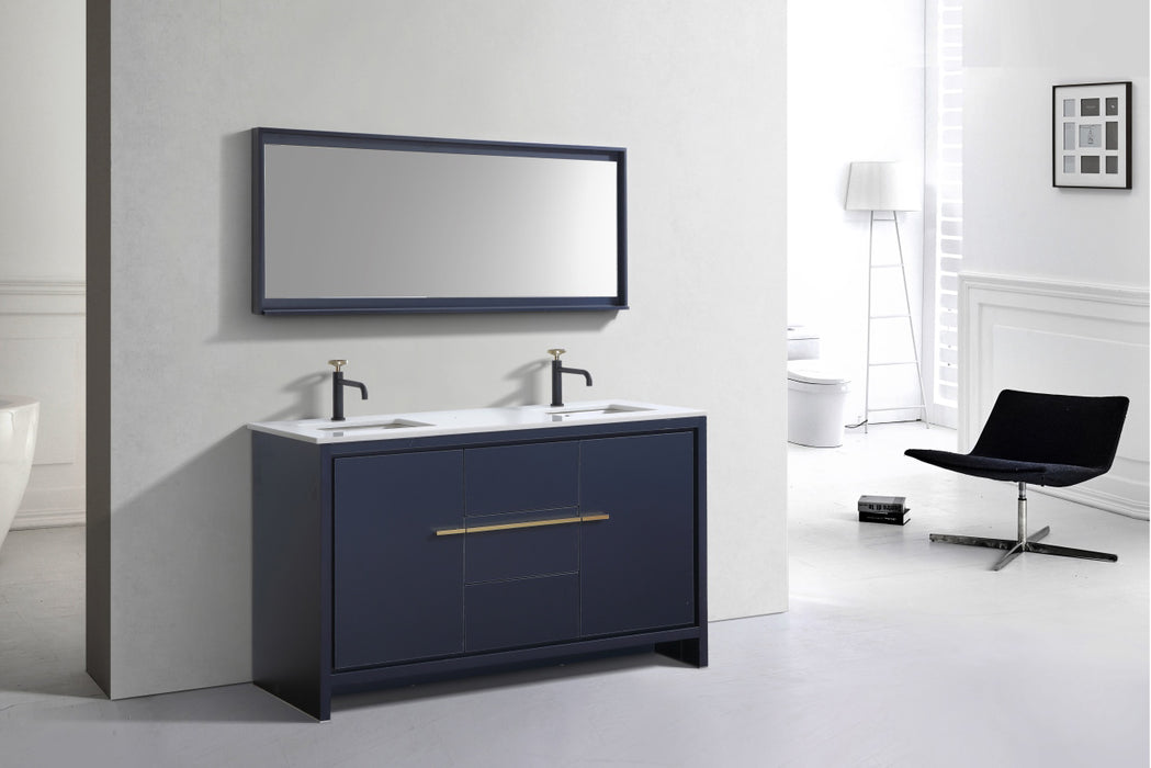 KubeBath | Dolce 60" Double Sink Blue Modern Bathroom Vanity with White Quartz Counter-Top KubeBath - Vanities KubeBath   