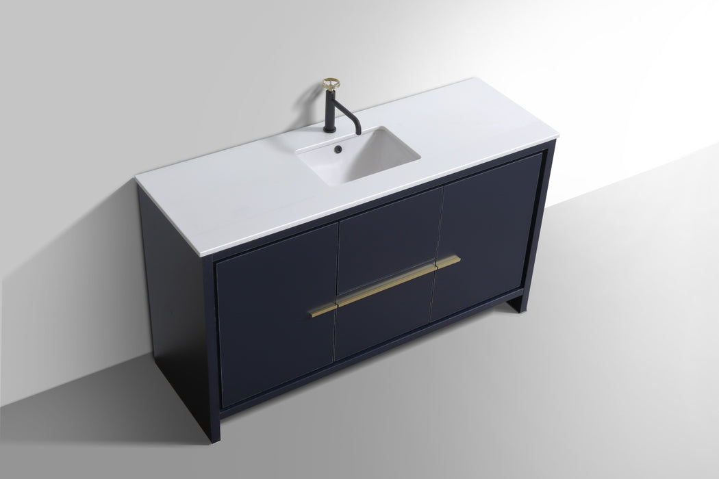 KubeBath | Dolce 60" Blue Modern Bathroom Vanity with White Quartz Counter-Top KubeBath - Vanities KubeBath   