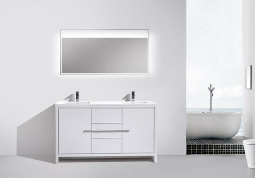 KubeBath | Dolce 60" Double Sink High Gloss White Modern Bathroom Vanity with White Quartz Counter-Top KubeBath - Vanities KubeBath   