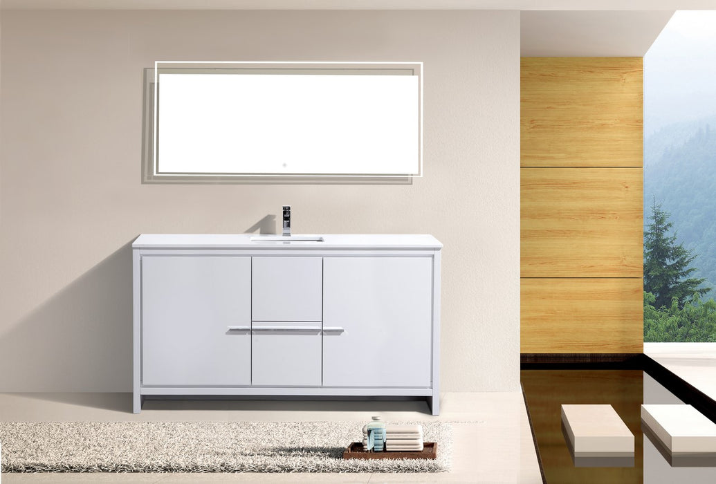 KubeBath | Dolce 60" High Gloss White Modern Bathroom Vanity with White Quartz Counter-Top KubeBath - Vanities KubeBath   