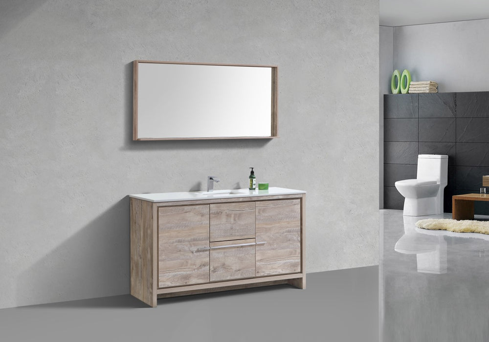 KubeBath | Dolce 60" Nature Wood Modern Bathroom Vanity with White Quartz Counter-Top KubeBath - Vanities KubeBath   