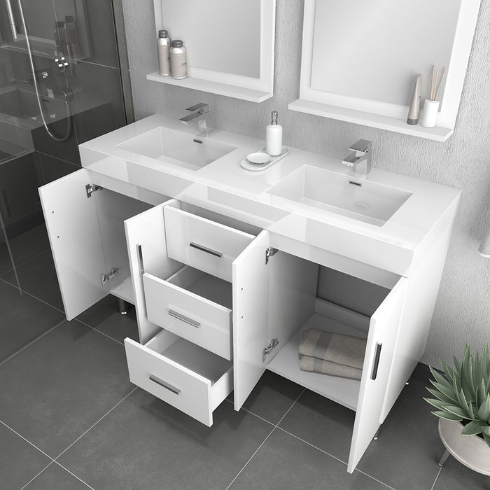 Alya Bath | Ripley 60" White Double vanity with Sink (Free Standing) Alya Bath - Vanities Alya Bath   