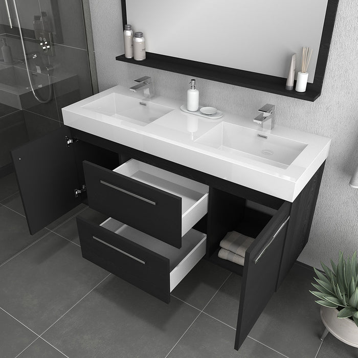 Alya Bath | Ripley 60" Black Double Vanity with Sink (Wall Mounted) Alya Bath - Vanities Alya Bath   