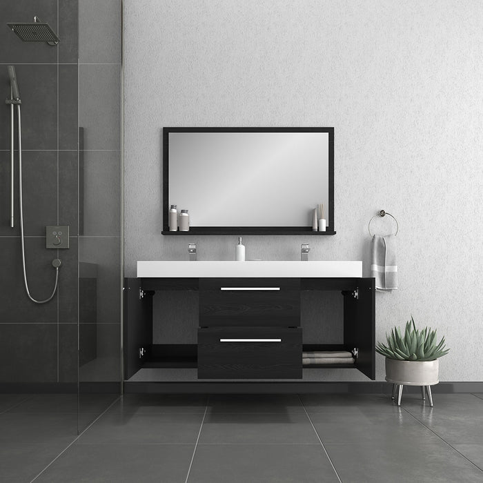 Alya Bath | Ripley 60" Black Double Vanity with Sink (Wall Mounted) Alya Bath - Vanities Alya Bath   