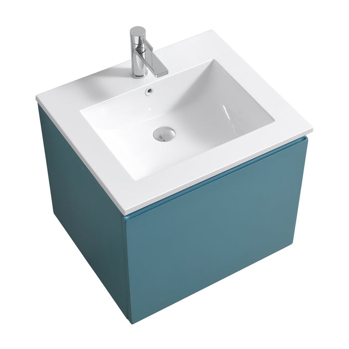 KubeBath | Balli 24'' Wall Mount Modern Bathroom Vanity in Teal Green Finish KubeBath - Vanities KubeBath   