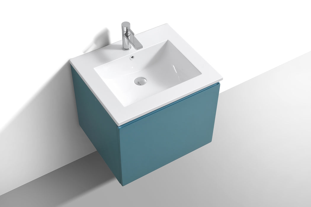 KubeBath | Balli 24'' Wall Mount Modern Bathroom Vanity in Teal Green Finish KubeBath - Vanities KubeBath   