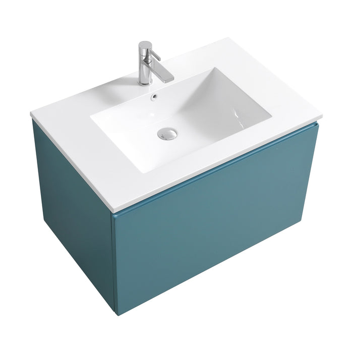 KubeBath | Balli 32'' Wall Mount Modern Bathroom Vanity in Teal Green Finish KubeBath - Vanities KubeBath   