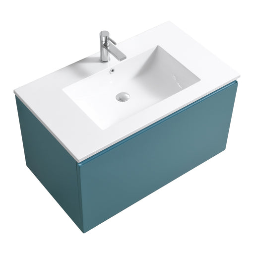 KubeBath | Balli 36'' Wall Mount Modern Bathroom Vanity in Teal Green Finish KubeBath - Vanities KubeBath   