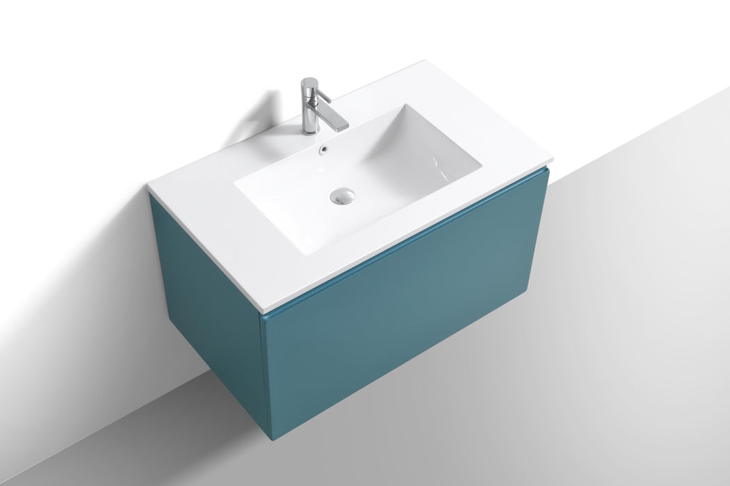 KubeBath | Balli 36'' Wall Mount Modern Bathroom Vanity in Teal Green Finish KubeBath - Vanities KubeBath   