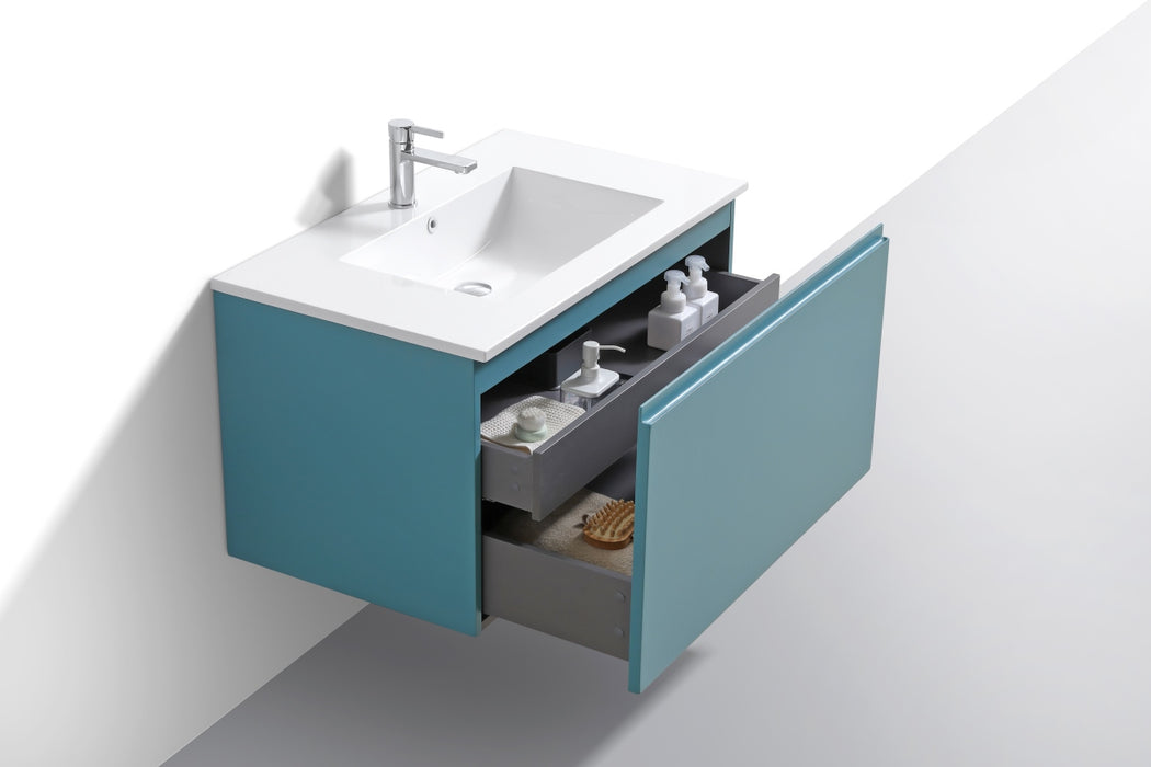 KubeBath | Balli 36'' Wall Mount Modern Bathroom Vanity in Teal Green Finish KubeBath - Vanities KubeBath   