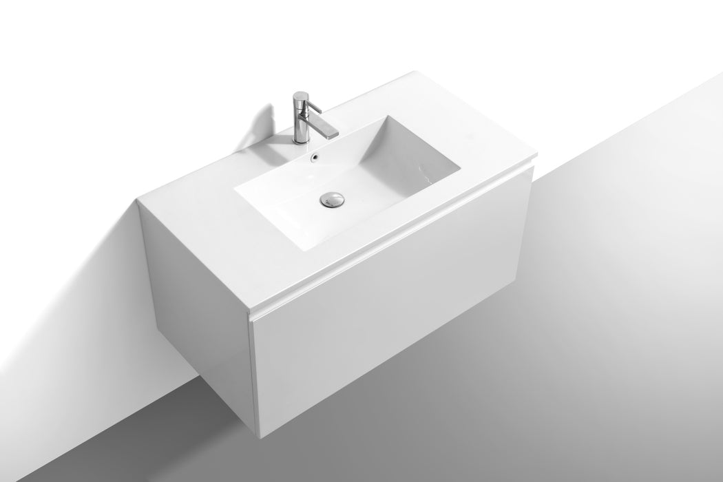 KubeBath | Balli 40'' Wall Mount Modern Bathroom Vanity in Gloss White Finish KubeBath - Vanities KubeBath   