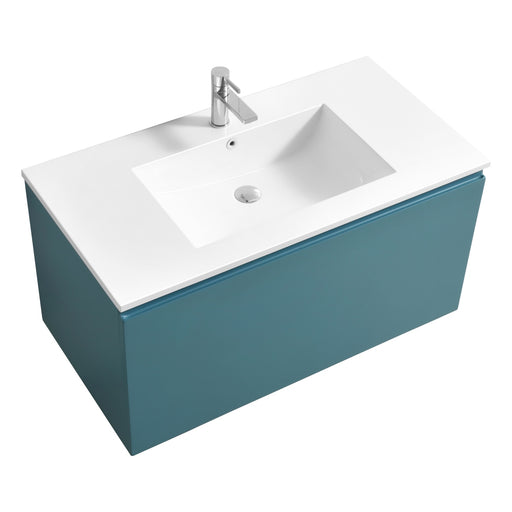 KubeBath | Balli 40'' Wall Mount Modern Bathroom Vanity in Teal Green Finish KubeBath - Vanities KubeBath   