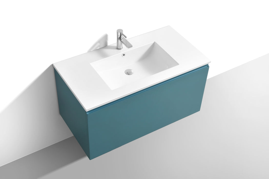 KubeBath | Balli 40'' Wall Mount Modern Bathroom Vanity in Teal Green Finish KubeBath - Vanities KubeBath   